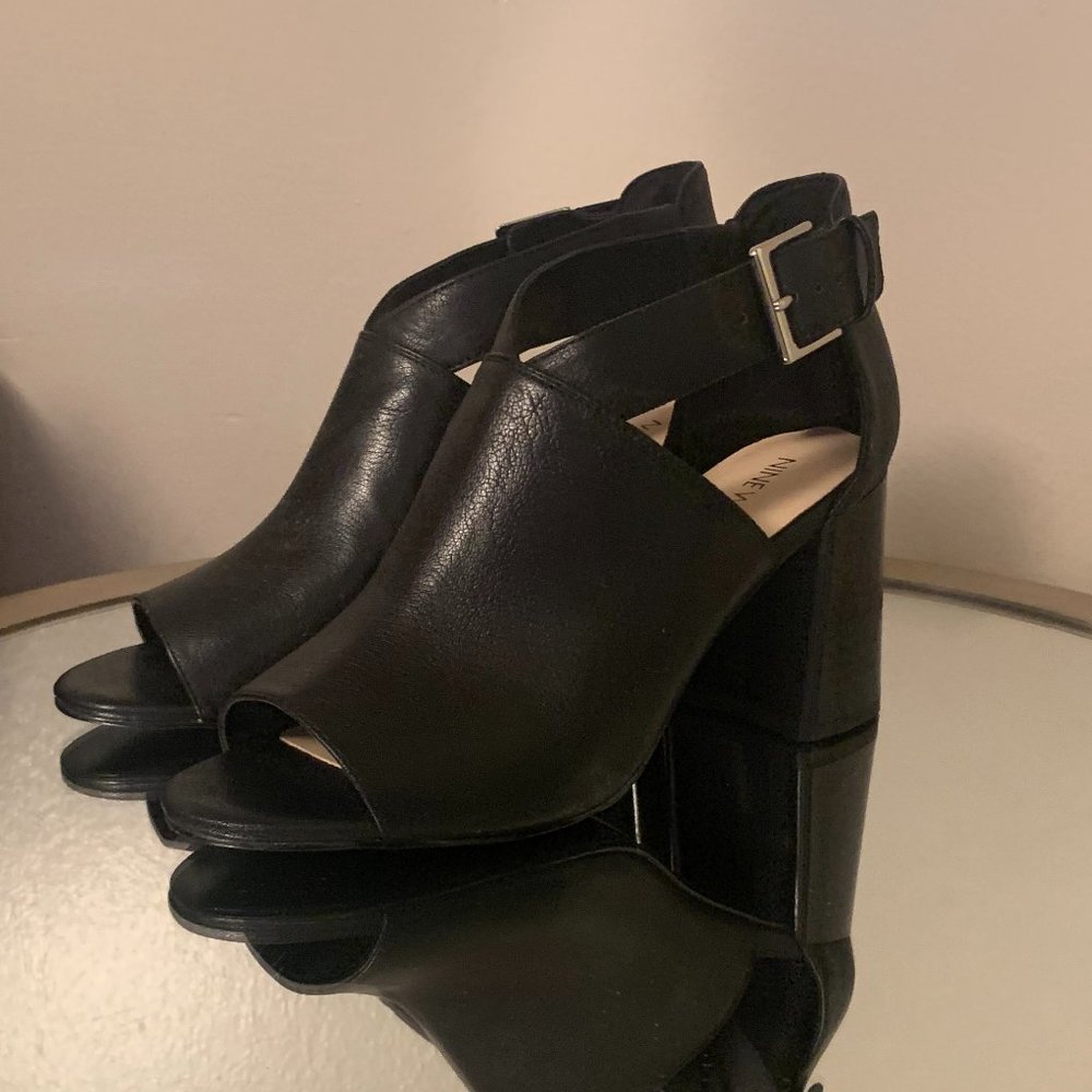 Nine West - Black Heeled Open-Toed Booties - FREE SHIPPING